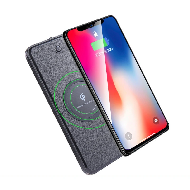10000mAh Power Bank QI Wireless Charger Fast Charger External Battery Ultra-thin Powerbank LED Light Dual USB For iPhone Xiaomi