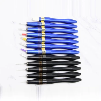 1PC แต่งหน้าอุปกรณ์เสริมสีฟ้าสีดํา Microblading อลูมิเนียมอัลลอยด์สักคู่มือปากกาสําหรับหมอก Eyebrow & LIPS แต่งหน้า