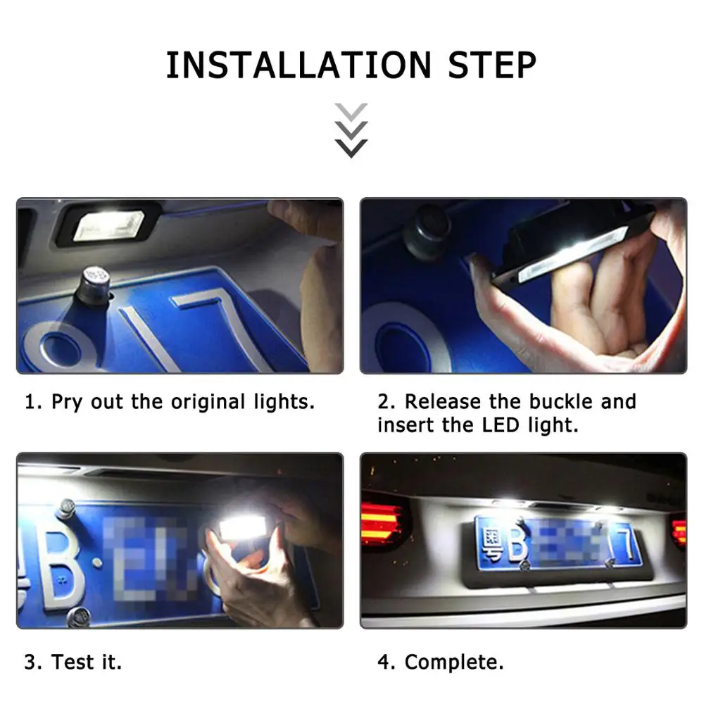 2pcs Canbus LED Number License Plate Light Lamp For Ford Focus 5D Fiesta Mondeo MK4 C-Max MK2 S-Max Kuga Galaxy 6000k White 12V