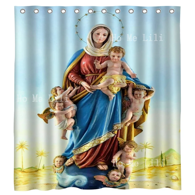 The Assumption Of Mary Fatima Blessed Virgin Mother Coronation Shower Curtain Our Lady Queen Of Angels Seville Cathedral