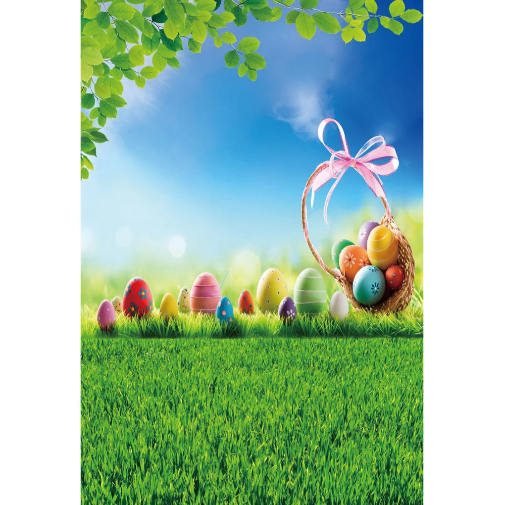 Yeeleฤดูใบไม้ผลิอีสเตอร์ไข่สีเขียวGrass Blue Skyการถ่ายภาพเด็กฉากหลังการถ่ายภาพตกแต่งพื้นหลังสำหรับPhoto Studio