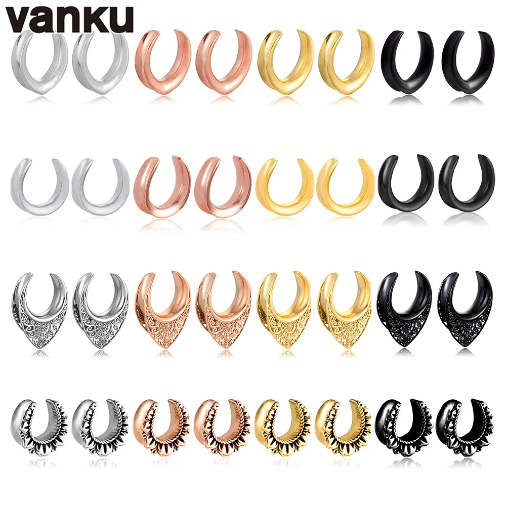 Vanku 10pcs New Saddle Ear Tunnel Plug Piercing Ring Expander Ear Gauges Stainless Steel 6-25mm Fashion Body Piercing Jewelry