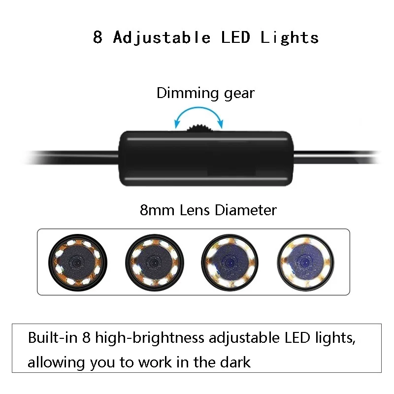 8Mm Usb Type-C Endoscoop Flexibele 720P 1M 2M Auto Reparatie Pijp Inspectie Borescope Camera voor Otg Android Notebook Macbook