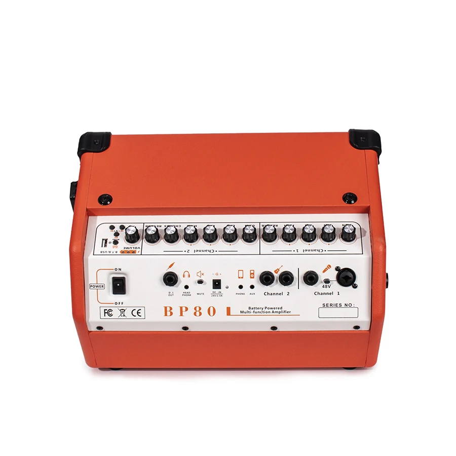 Coolmusic BP80 Electric Acoustic Guitar Amplifier fo Bass Sax Keyboard Bluetooth Speaker Rechargeable with Chorus Reverb Effects