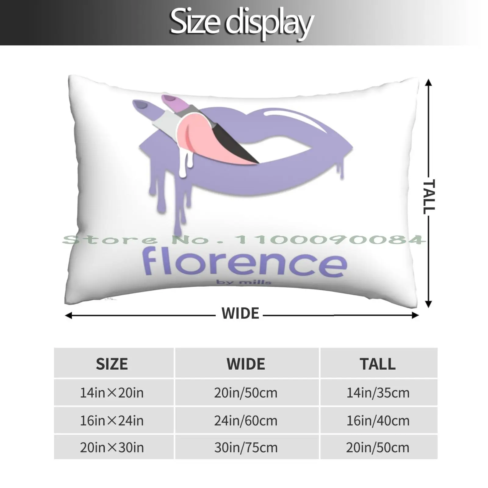 Florence By Mills-Lips Pillow Case 20x30 50*75 Sofa Bedroom Dnd And Warcry Funny Novelty Blood Guts Ass Regrets Long Rectangle