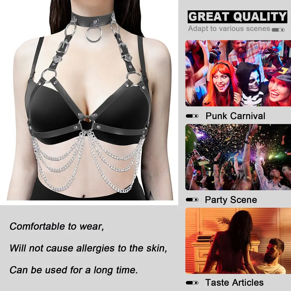 

Sexy Women Leather Harness Gothic Suspender Lingerie Garters Sword Belt Bondage Straps Bra Belts Goth Punk Chain Accessories