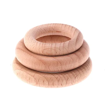 10pc 70/55/60/65mm Beech Wooden Ring Baby Teether Gym Ring BPA Free Wooden Blank DIY Nursing Bracelet Jewelry Making