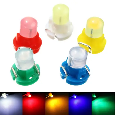 10 pezzi T3 lampada indicatore Dash lampadina cruscotto strumento luce cuneo lampada interna bianco/giallo/blu/rosso/verde