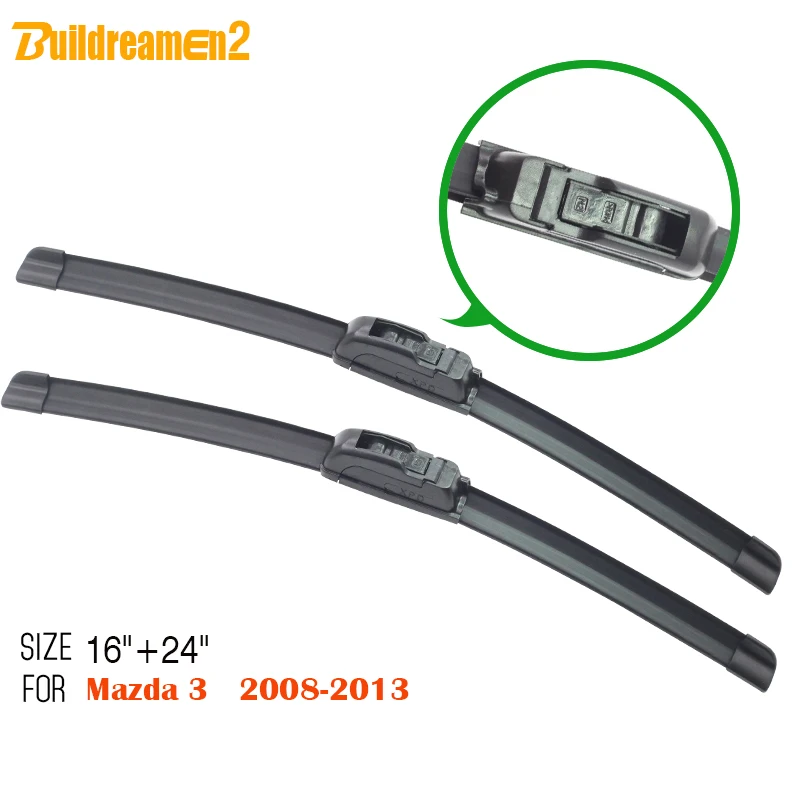 Buildreamen2 Car Windscreen Wiper Blade 2 Pieces Vehicle Soft Rubber Window Windshield Wiper For Mazda 3 2008-2013