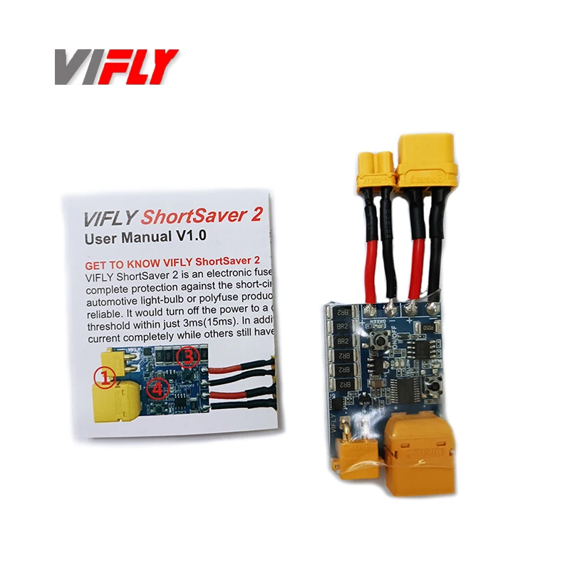 VIFLY ShortSaver 2 Smart Smoke Stopper Power Button Switch Electronic Fuse untuk Mencegah Hubungan Arus Pendek 2-6S XT30 TX60