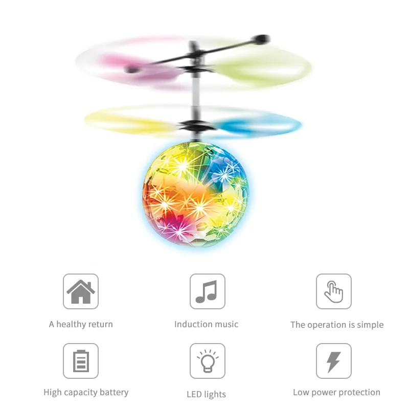 Mini helicóptero RC con sensor IR para niños, avión volador, Bola brillante, iluminación LED, Quadcopter, nuevo trípode, bola luminosa, Fly Helic