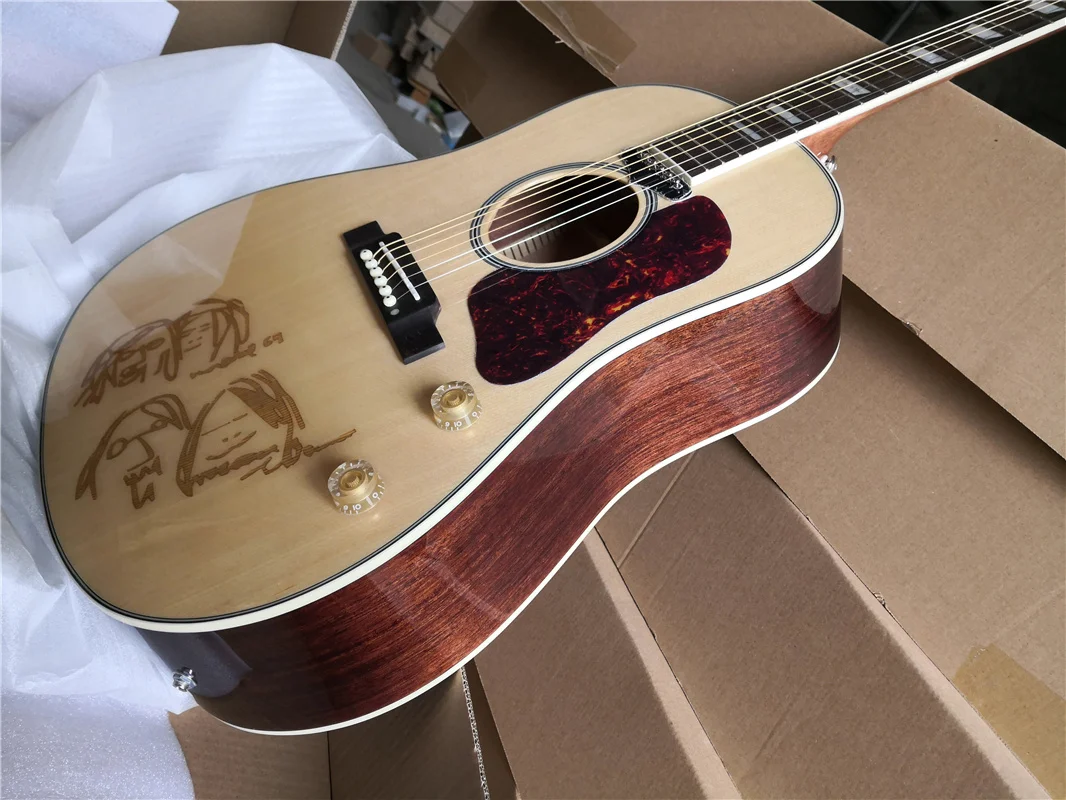 free shipping custom 6 string 41 inch guitar,acoustic guitar, folk guitar,Spruce Solid wood board,burlywood guitar,mahogany neck