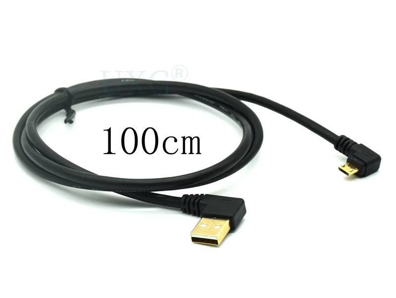 Cable USB 2,0 a Micro USB B macho, chapado en oro, 15CM, corto, 90 grados, ángulo recto, sincronización de datos y extensión de carga