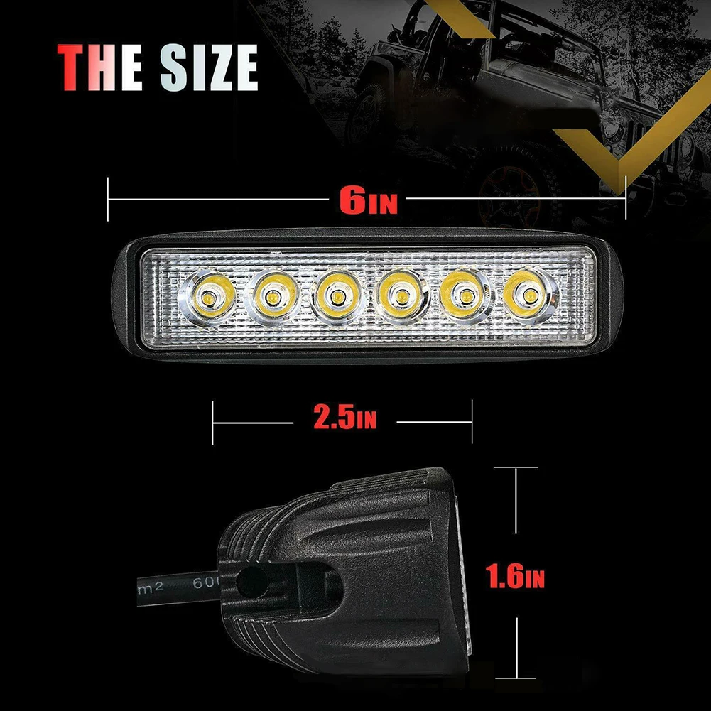 1/2Pcs 6 LED 12W Car DRL Work Lights Spotlight Universal Offroad Automobile Truck Driving Fog Spot Lamp Headlight Light Bar