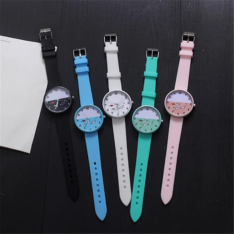 UTHAI BK46 Jelly Silicone Lady Girl Student Korean Style Simple Trend Shu Xia Cute Junior High School Student Watch