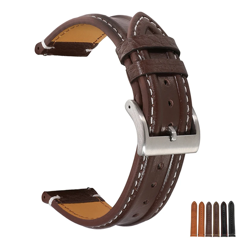 Watchband leather strap First layer cowhide 20mm 22mm watch strap bracelet for samsung watch 3 /huawei watch gt 2  UTHAI Z44