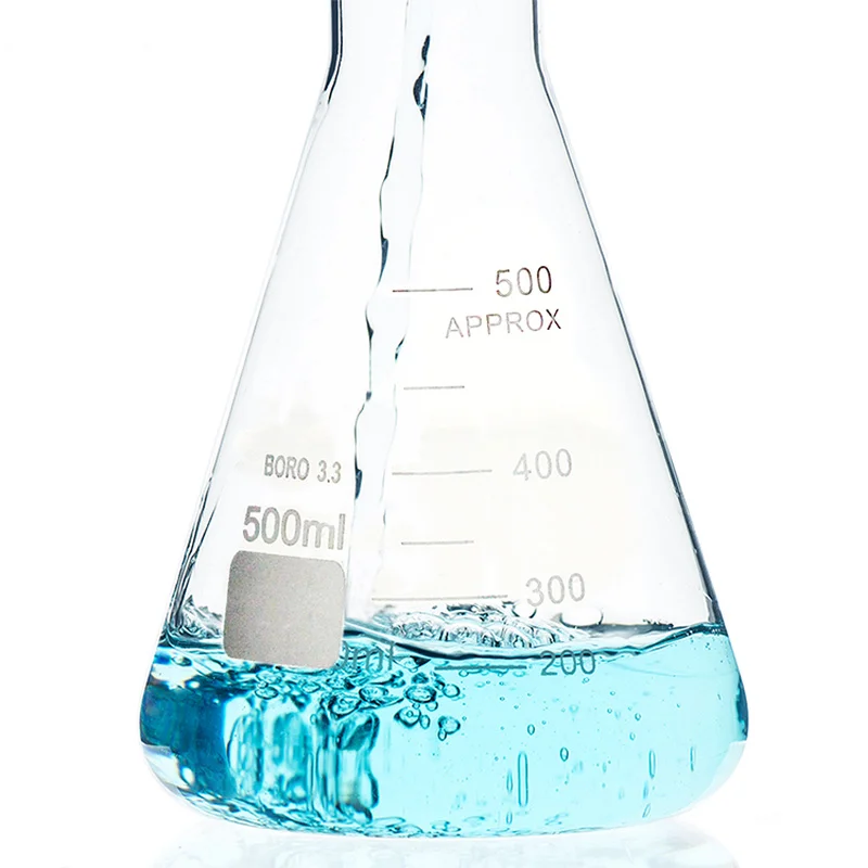Yüksek kaliteli laboratuvar büyük erlen cam erlen 50ml-2000ml cam konik beher