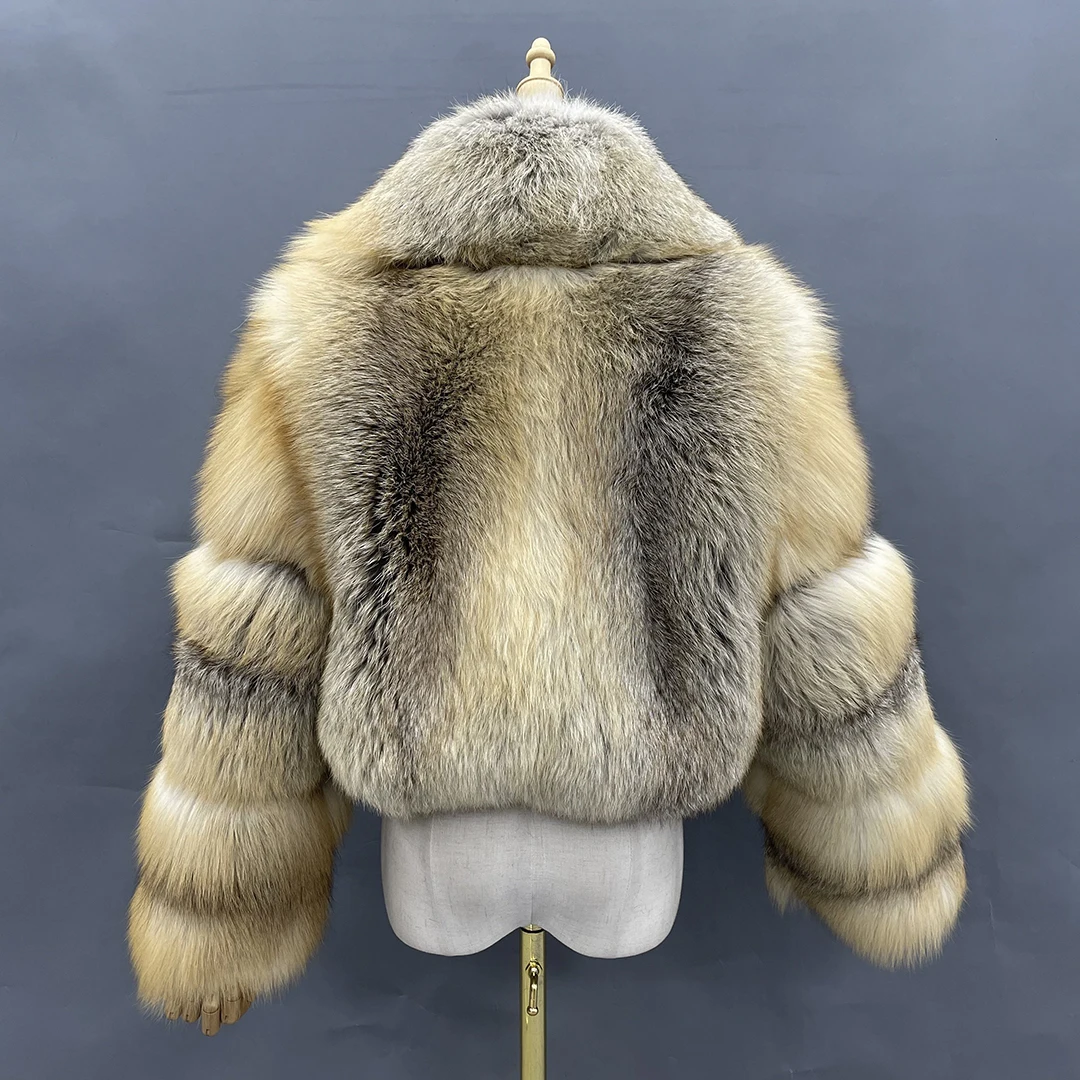 Luxury Clothes Women Fox Fur Coat Fashion Real Fur Jacket Plus Size Custom Short Natural Fox Fur Coat JFB1-21096