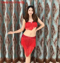 Belly Dance Suit Female Adult Sexy Temperament Bra Practice Clothes High-end Custom Tassel Top Skirt Performance Clothing Set