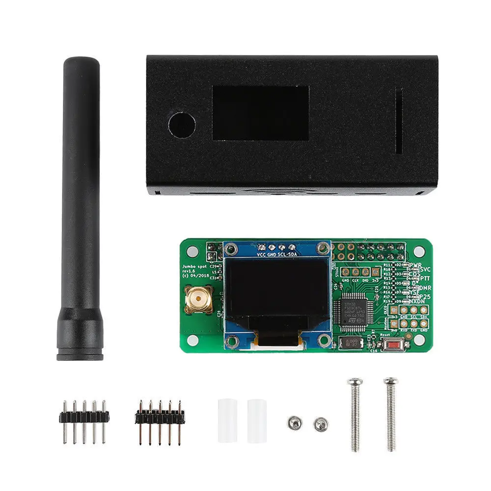 

V1.7 Jumbospot UHF VHF UV MMDVM Hotspot For P25 DMR YSF DSTAR NXDN Raspberry Pi Zero 3B + OLED+Metal case +Antenna