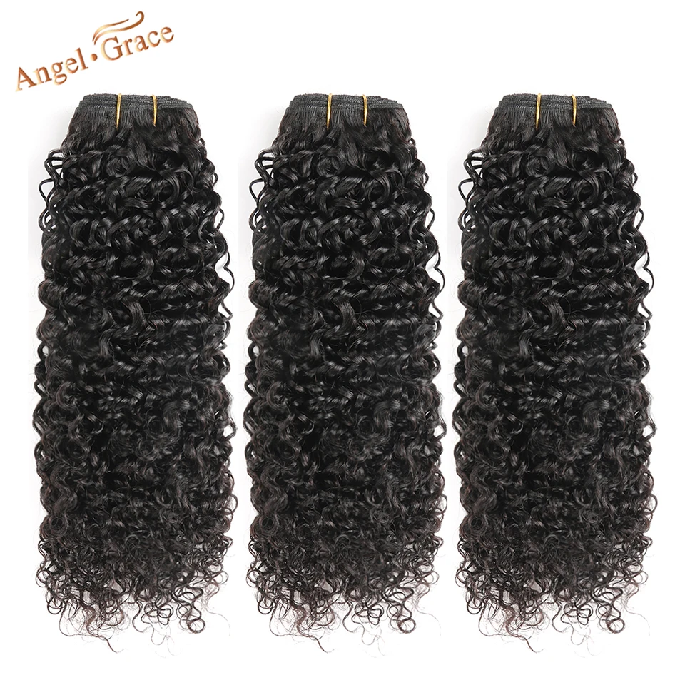 Kinky Curly Hair Weave Bundles 1/3/4 Pcs/Lot 100% Remy Human Hair  Peruvian Hair Bundles Natural Color 100g/Pc Angel Grace Hair