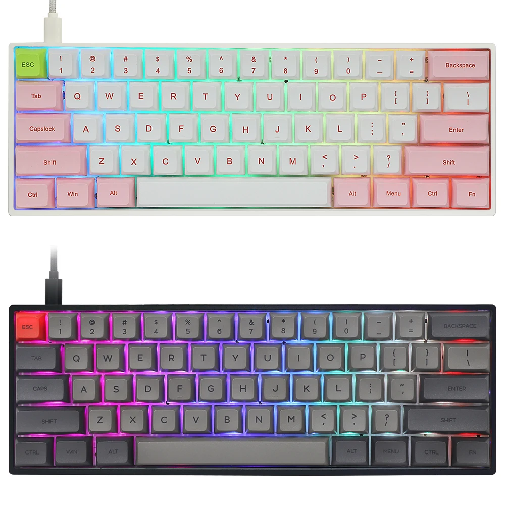 

gk61x gk61 60% mechanical keyboard rgb switch led hot swapping socket type c pcb case with split spacebar software program