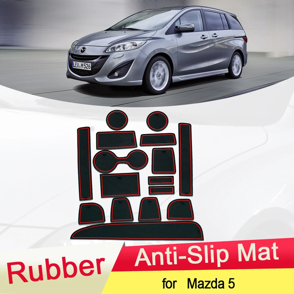 

for Mazda 5 Premacy MK3 Mazda5 2011~2016 2012Rubber Anti-slip Mat Door Groove Cup pad Gate slot Coaster Interior Car Accessories