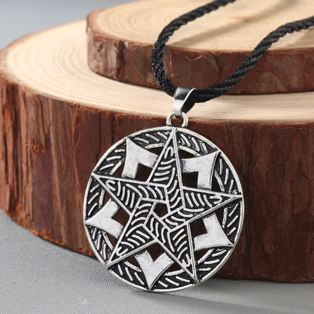 QIMING New Women\'s Necklace Slavic Star Of Magic Pendant Slavic Amulet Star Light Men Amulets Necklace Jewelry Collar