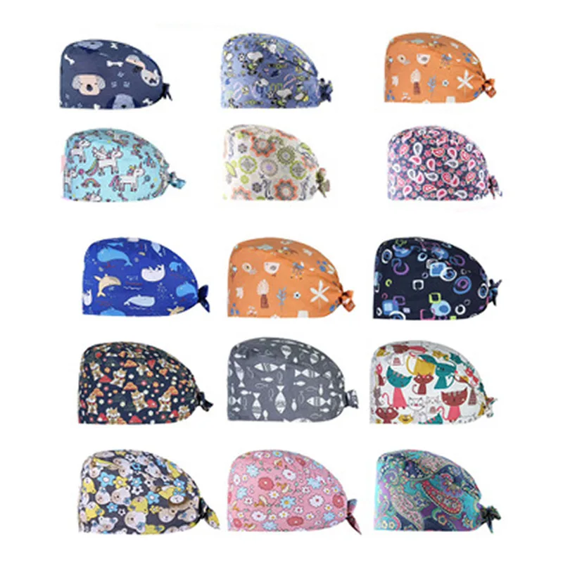 Cotton Operating Room Hat Doctor Surgery Chemotherapy Cap Male Thin Print Nurse Female Cute Oral Doctor