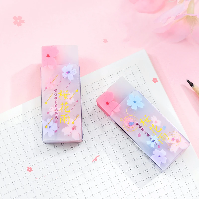 1pcs Cherry flower Rubber Eraser Japanese Sakura Blossom Erasers for Pencil Cleaning Stationery Office School Supplies A6415