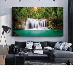 Prints Canvas Posters Home Decor Landscape Natural Waterfall Paintings Wall Art Scenery Picture Waterfall Modular Living Room