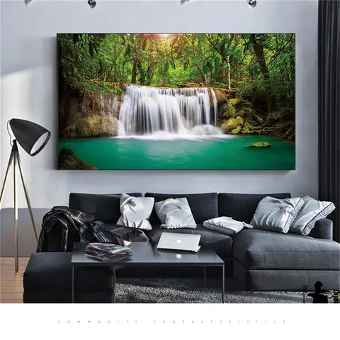 Cópias em tela cartazes decoração de casa paisagem natural cachoeira pinturas arte da parede cenário imagem cachoeira modular sala estar