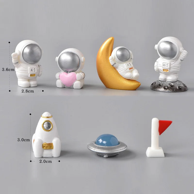 Space Astronaut Capsule Action Figure Cartoon Model Wedding DIY Figurine Birthday Cake Decoration Toys Doll House Gift Kids