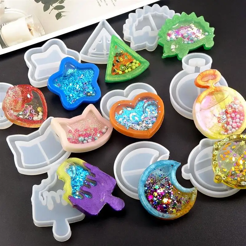 Kawaii Shaker Silicone Mold Resin Heart Star Moon Ice Cream UV Epoxy Resin Moulds Key Chain Pendant Craft Tools Jewelry Supplies