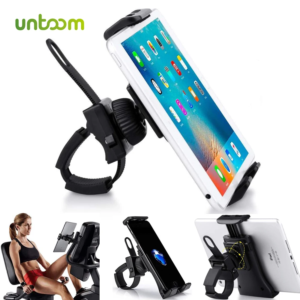 Untoom Universal Handlebar Mount for iPad Tablet Phone Holder Stand for Indoor Gym Tread Mill for 3.5 to 12 inch Mobile Devices