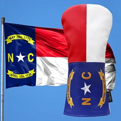 North Carolina Tribut Premium Fahrer Golf Club Head Cover - Premium, hand-Made Leder Headcover - NC Flagge Stil