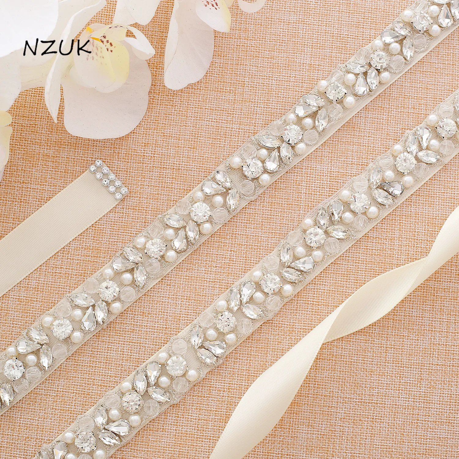 NZUK Beading Bridal Sash Crystal And Rhinestone Wedding Belt For Wedding Gown Handmade Wedding Accessories 