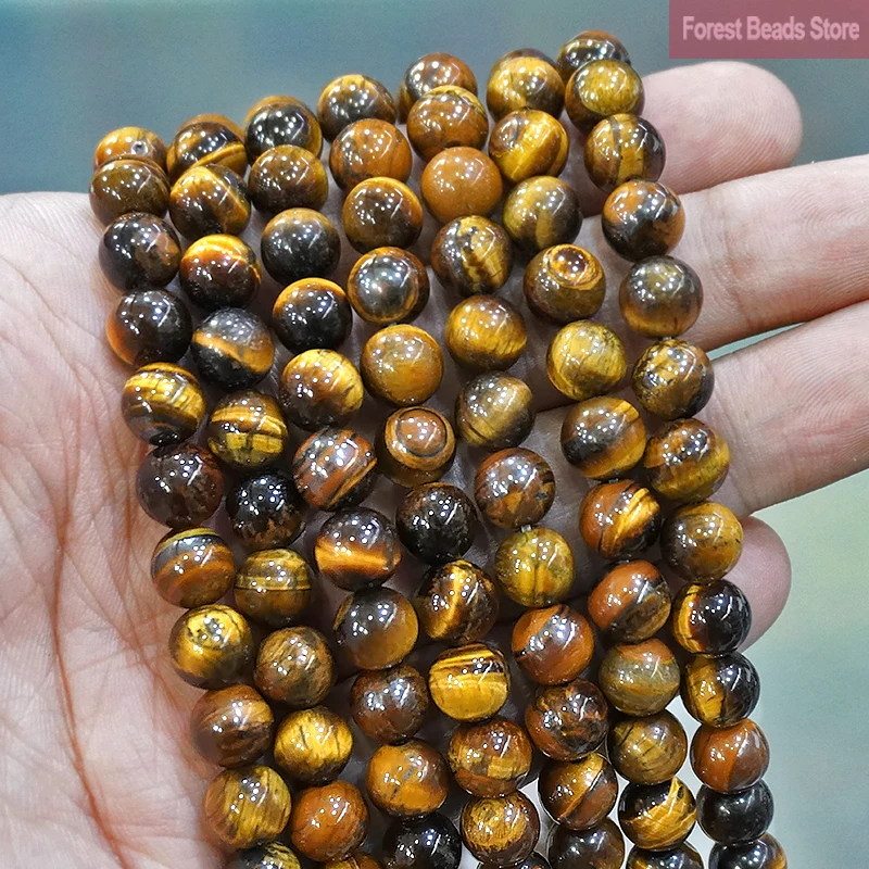 Wholesale Brown Gold Tiger Eye Agates Beads Natural Stone Round Beads 15