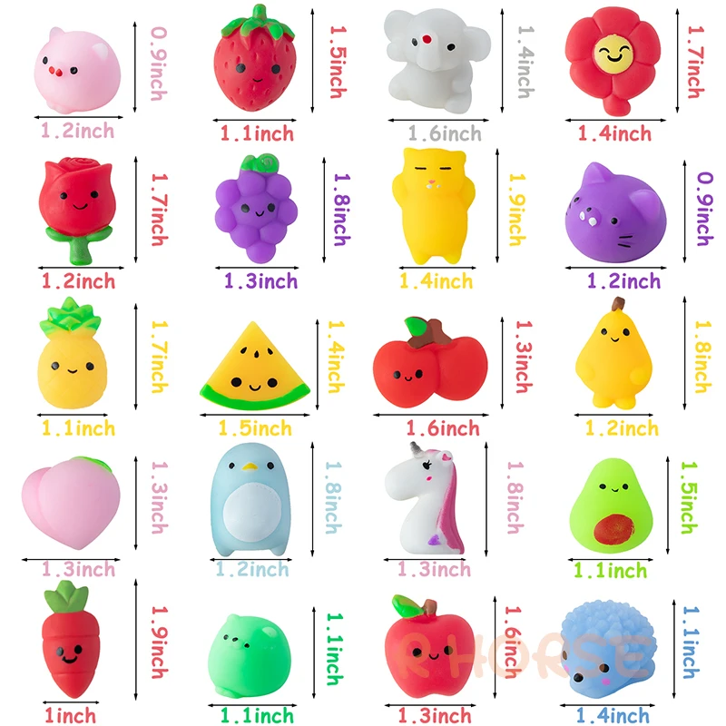 30Pcs Kawaii Squishies Mochi Fruits Animals Squishy Toy For Kids Antistress Ball Squeeze Party Favor Stress Relief Birthday Gift