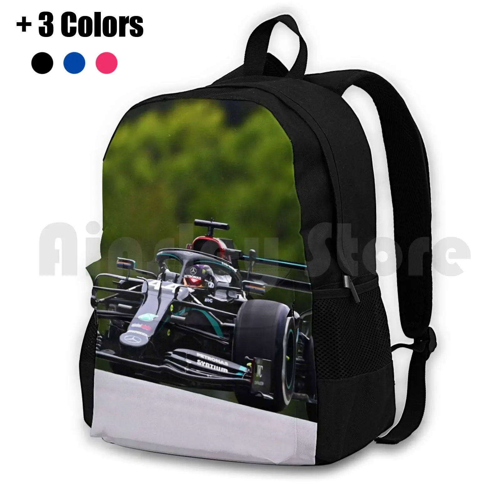 Lewis Racing During The 2020 Austrian Grand Prix Black Livery Outdoor Hiking Backpack Waterproof Camping Travel Racecar Racing