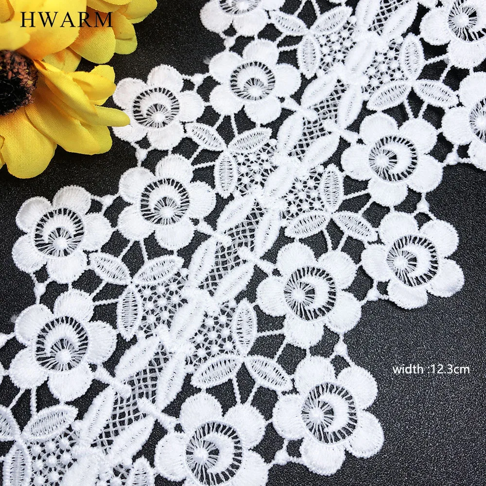 5yard African Lace Fabric Symmetrical Rose Diy Craft Trimming Wedding Deco Water Soluble Embroidery Sewing Dress Accessories