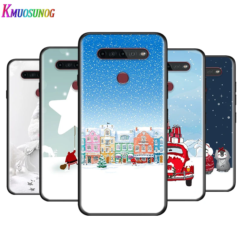 Snow Scene Christmas For LG K22 K71 K61 K51S K41S K30 K20 2019 Q60 V60 V50S V50 V40 V35 V30 G8 G8S G8X ThinQ Black Phone Case