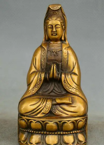 

Chinese Buddhism old Bronze Guanyin Kwan-yin Avalokitesvara Buddha Statue