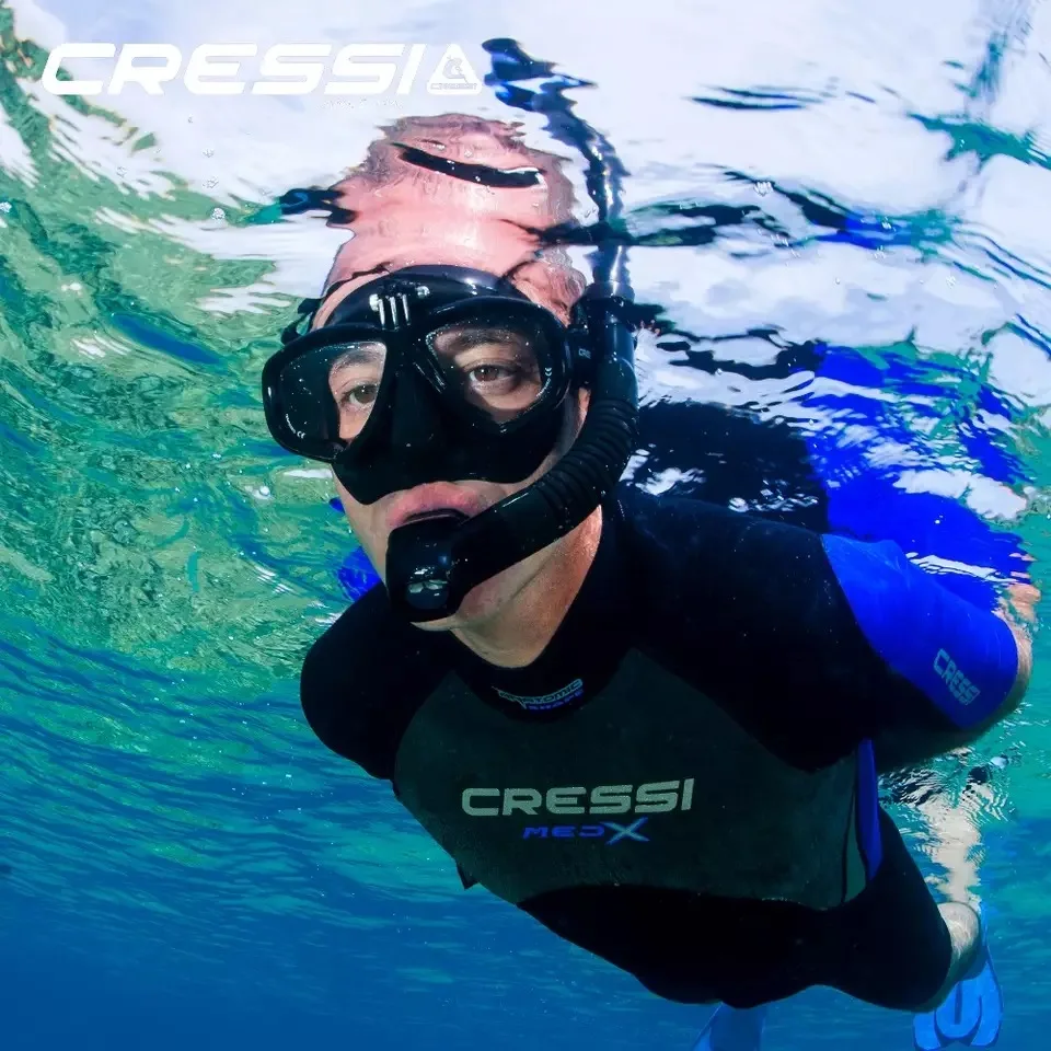 Cressi ACTION maska do nurkowania z kamera Go Pro Mount szkło hartowane 2 okno niska objętość Snorkeling maska do pływania dla dorosłych