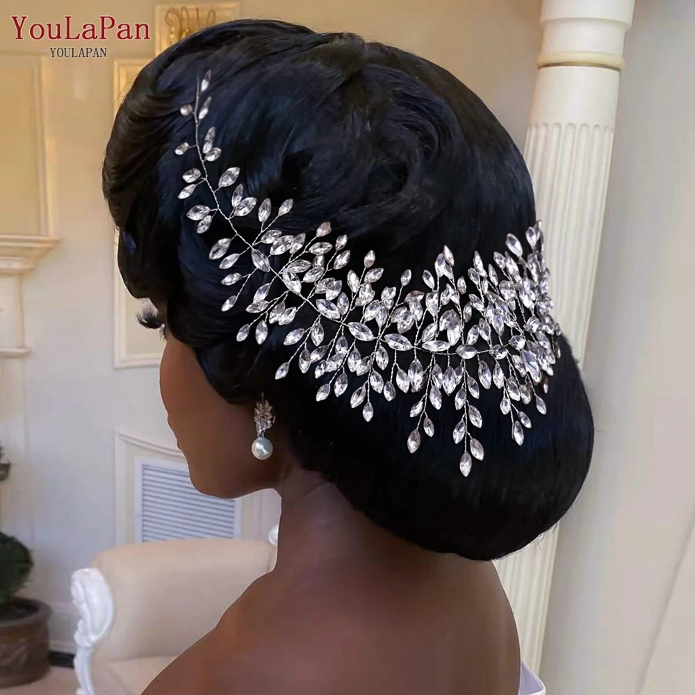 YouLaPan-Accesorios de boda dorados y plateados para novia, diadema de boda de cristal, tocados nupciales, pelo delicado, vid