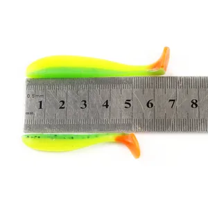 Soft silicone baits with t tail, wobblers, double color, artificial bait, down, pike, 50mm, 70mm, set of 5 parts 6 Main Sales Bass Bass 5 Cords - №1