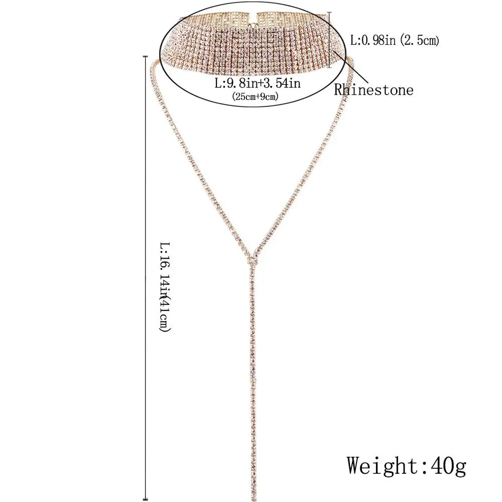 트렌드 멀티 레이어 전체 라인 석 크리스탈 초커 목걸이, 여성 목걸이 펜던트 목 매력 초커 목걸이 보석 선물