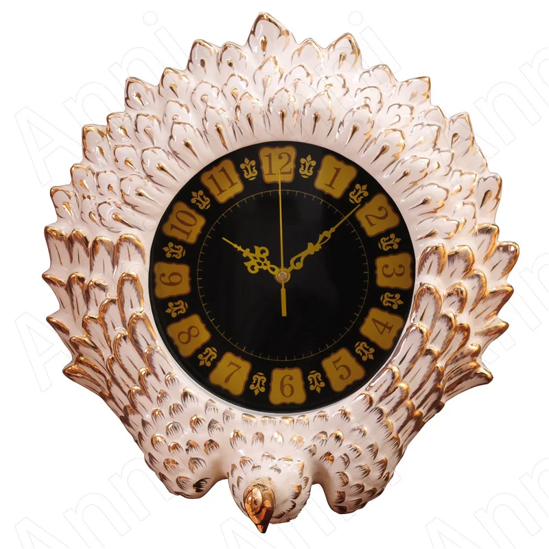 

Golden Stroke Peacock Wall Digital Clock European Luxury Creative Animal Decorative Wall Clocks Ornaments Living Room Decoration