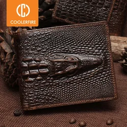 Billetera doble corta de cuero genuino para hombre, carteras masculinas de lujo, de piel de vaca, a la moda, PJ012, nuevo diseño