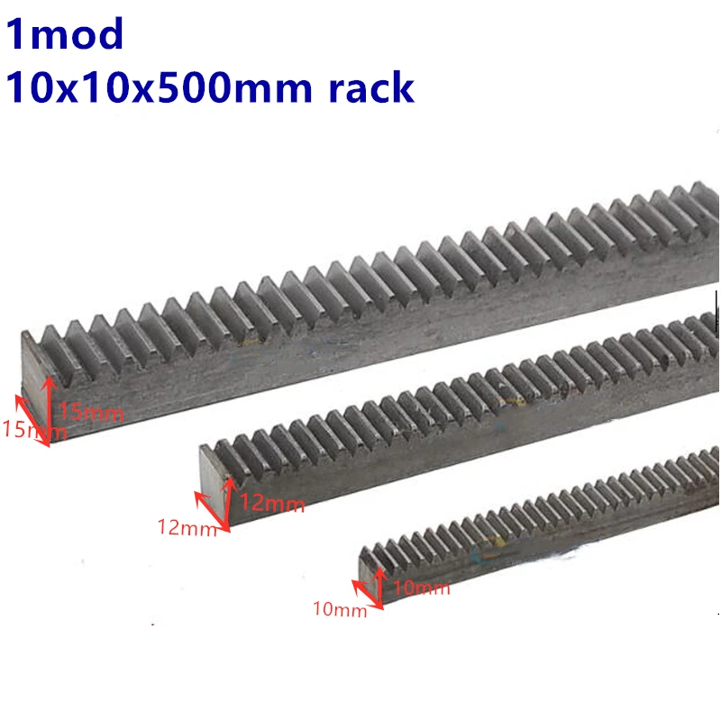 2pcs 1Mod 1 Modulus High Precision Rack steel 10*10*500mm 45 steel rack cnc rack